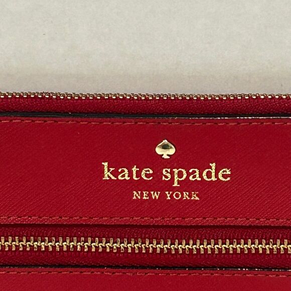 Kate Spade Wristlet Women’s Color Red Mikas Pond Bee Leather Zip-Top Closure - Picture 3 of 10